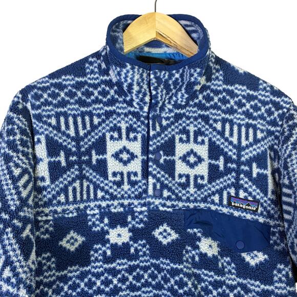 Rare Vintage Patagonia Synchilla Fleece Pullover Mens XS Navy Blue Aztec 90s - Picture 3 of 8